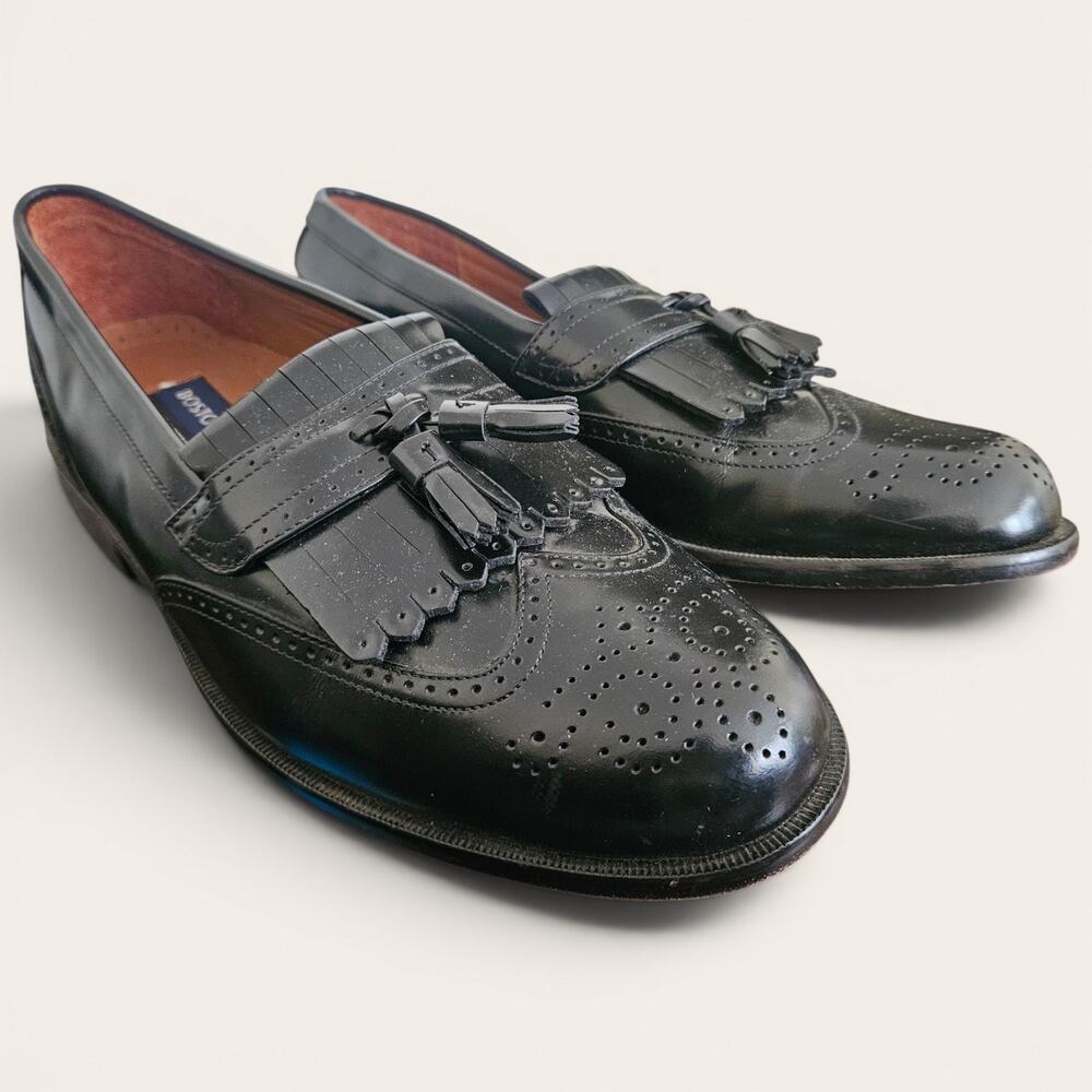 Bostonian Classics Men 8M Black Leather Kiltie Tassel Loafers Wingtip Brogue